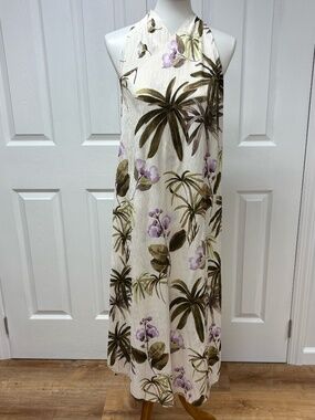 Vince Tropical Garden Halter Midi Dress in‎ Crinkled Crepe - Size XS.